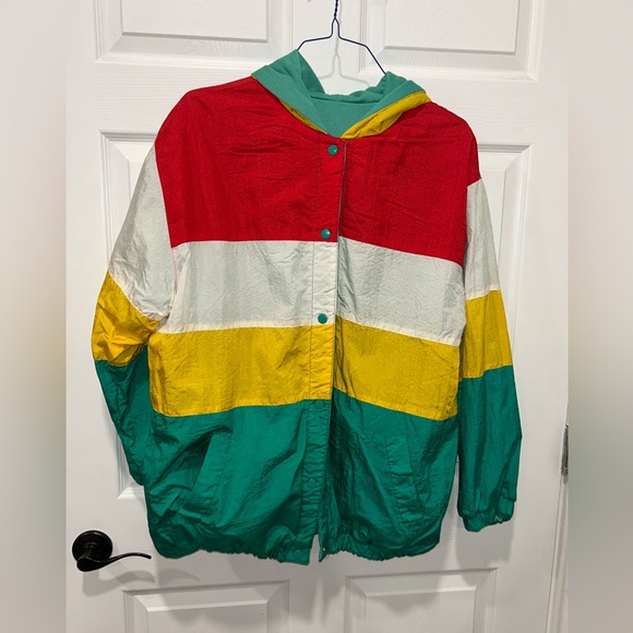 British Mist Jackets & Blazers - Vintage British Mist Reversible‎ Windbreaker Jacket Sz M Stripe Coat 80s